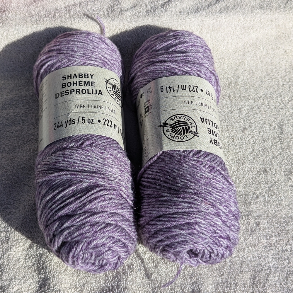 Loops And Threads Shabby Baby Purple Yarn 2 Skiens New